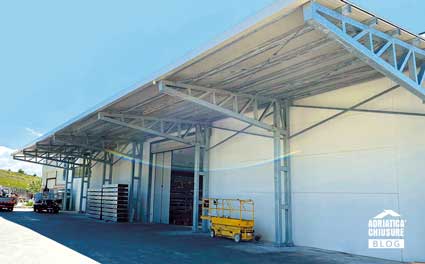 Tettoia industriale acciaio zincata a caldo Adriatica Chiusure