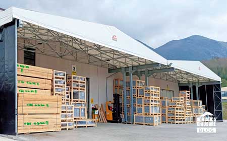 Tettoia industriale tamponata pvc Adriatica Chiusure